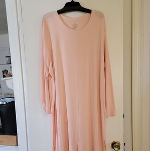 blush pink sz 3x long sleeve split front split sides maxi dress Loungewear